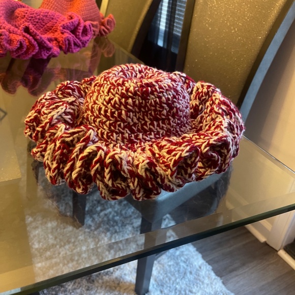 Knit bucket hat with Ruched design handmade with love